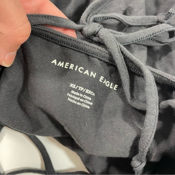 NWOT AE V Neck Bodysuit Dark Grey Long Sleeve - Picture 5 of 7